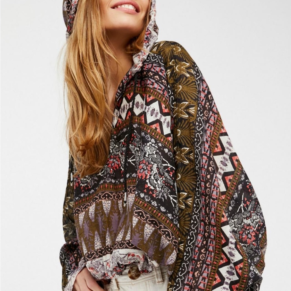Free People Hold On Tight Gauze Pullover - Picture 1 of 6